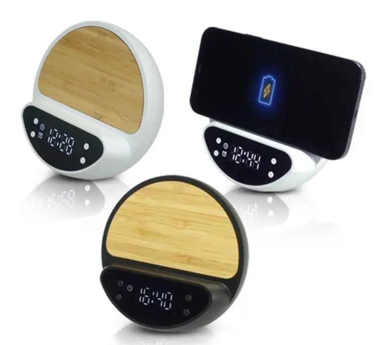 מטען אלחוטי לנייד עם שעון 10W עם שעון דיגיטלי מעורר ומעמד לנייד