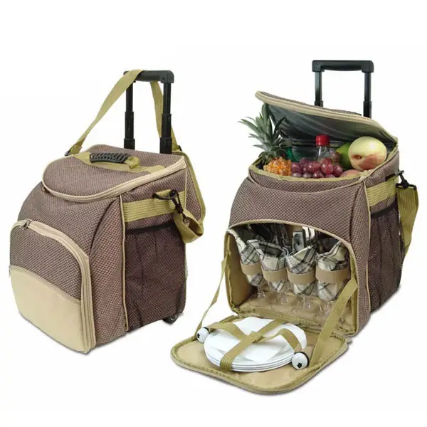 צידנית טרולי על גלגלים כולל סט פיקניק