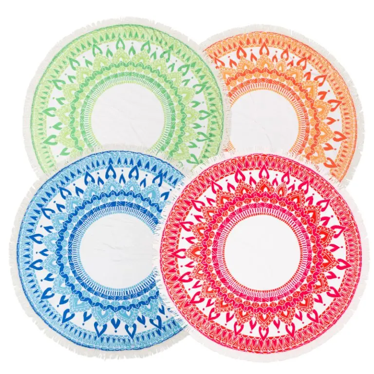 מנדלה מגבת חוף עגולה עם פרנזים